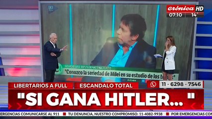 Tremendo falido: diputado confundió a Milei con Hitler e plena entrevista televisiva