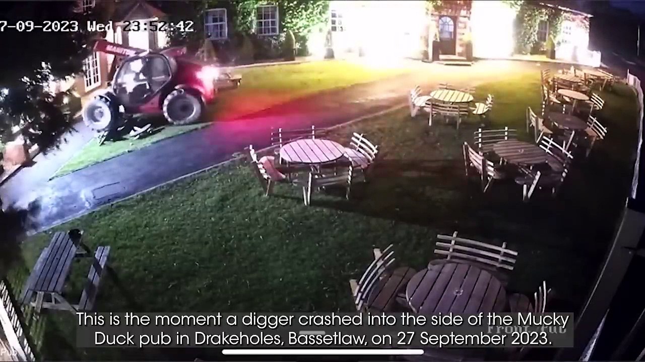 Stolen digger rams into pub in Nottingham