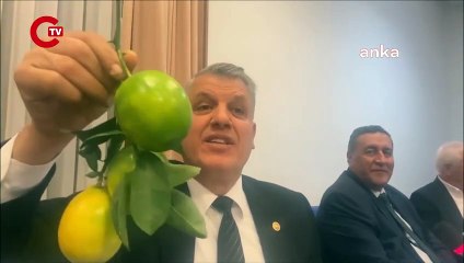 CHP'li Barut, Yumaklı'nın konuşmasına limon sıkarak tepki gösterdi! "Çiftçinin ümüğünü limon gibi.."