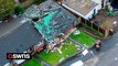 Drone footage shows roof collapsed after gas explosion ripped through bungalow