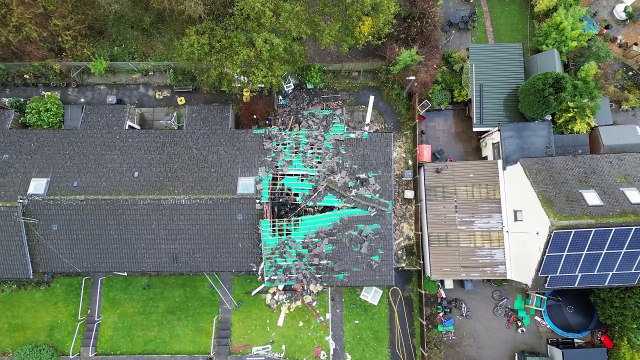 Video footage shows devastation after suspected gas explosion rips through Derbyshire bungalow