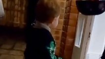 Toddler wants the whole bowl of candies on his first trick-or-treat adventure
