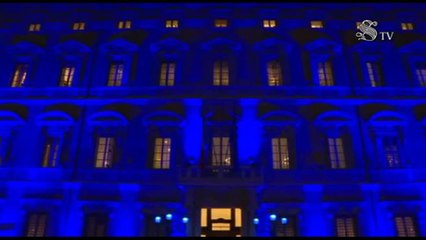 Download Video: Facciata di Palazzo Madama si colora di blu per Giornata del Diabete