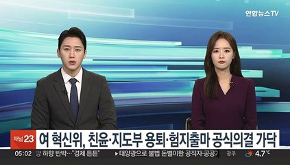 여 혁신위, '친윤·지도부 용퇴·험지출마' 공식의결 가닥