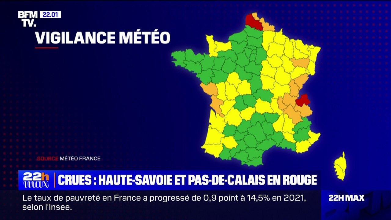 Crues: le Pas-de-Calais et la Haute-Savoie plac...