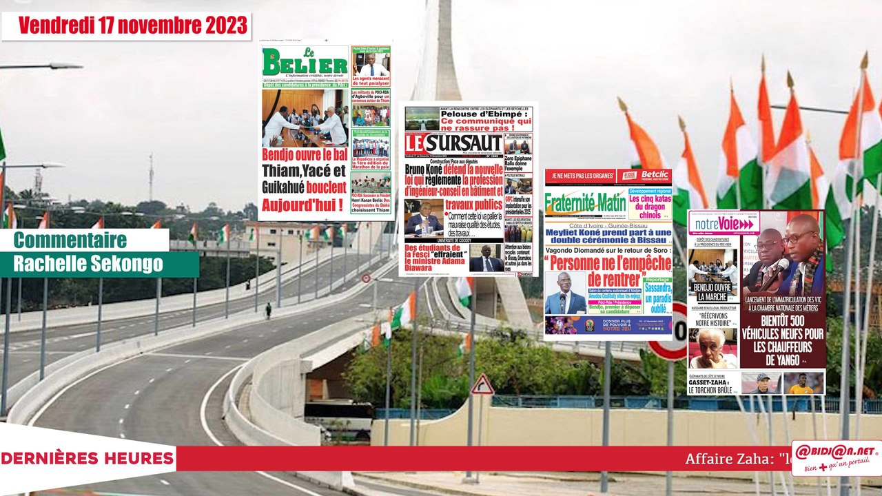 Titrologue du Vendredi 17 novembre 2023/Présidence du PDCI dépôt des candidatures pour Bendjo,Thiam et Yacé