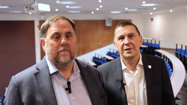 vIDEO DE eh bILDU Otegi y Junqueras llaman a demostrar que somos una nación antifascista, solidaria y con memoria