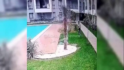 Kargo teslim etmek için girdiği sitede havuza düştü