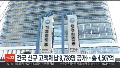 지방세 등 신규 고액체납 9,728명 명단 공개…총 4,507억원