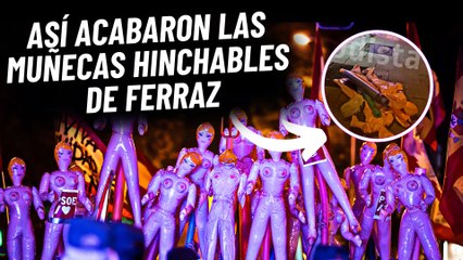 Final de noche de protesta pacífica en Ferraz: así 'murieron' las muñecas hinchables del Puticlub del PSOE