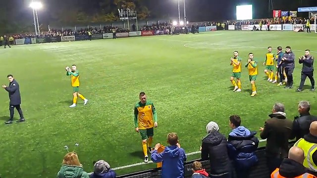 Horsham FC players clap off their fans following their 3-0 defeat to Barnsley in the First Round FA Cup Replay