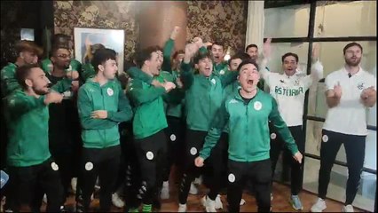 Los jugadores del Astorga celebran el resultado del sorteo de Copa