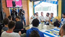 Reacción de los jugadores de la Arandina tras conocer que el Cádiz será su rival en Copa del Rey.