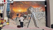 Grafiti sanatıyla Filistin'deki acı duvarlara yansıdı: Gazze'de çocuk olmak...