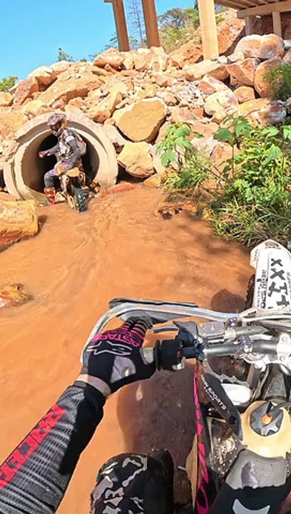 Dirt Bike Riders Cut Through Tunnel