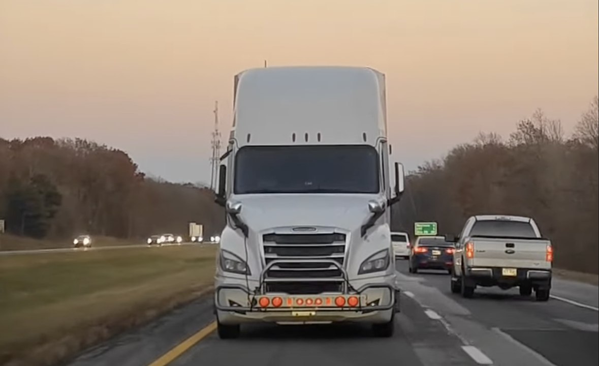 Backwards Driving Truck On An US Highway