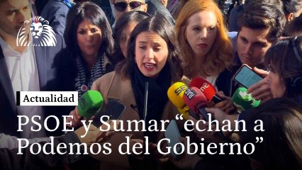 Irene Montero culpa a Pedro Sánchez y a Yolanda Díaz de "echar a podemos del Gobierno"