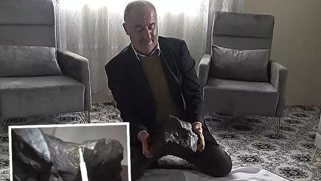 Mantar toplamak için çıktığı arazide gök taşı buldu