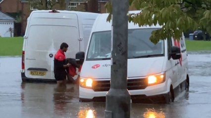 'You couldn't write this!' - DPD driver tries to tow his mate out of floodwater using his jacket!