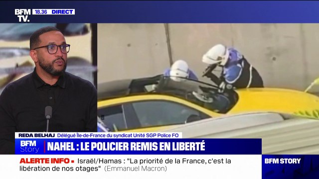 Reda Belhaj (Unité SGP Police-FO) se dit soulagé que le policier auteur du tir mortel sur Nahel soit enfin libre et puisse retrouver sa famille