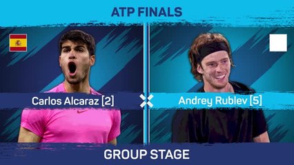 Alcaraz beats Rublev to claim first ATP Finals win