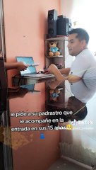 Adolescente sorprende a su padrastro al pedirle que la acompañe en su entrada de quinceañero