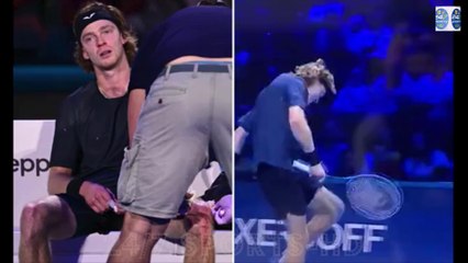 Star Andrey Rublev Furiously Slams His Racquet into His Knee SIX TIMES During a Meltdown in Turin