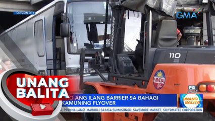 Bus, inararo ang ilang barrier sa bahagi ng EDSA Kamuning Flyover | UB