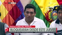 Productores en emergencia: Vía Cochabamba – Santa Cruz amanecerá bloqueada este jueves