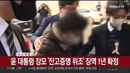 [속보] 윤 대통령 장모 '잔고증명 위조' 징역 1년 확정
