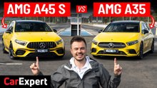 A45 S v A35 Dragparison: Race, sound comparison, 1/4 mile, brake test & styling review Mercedes-AMG