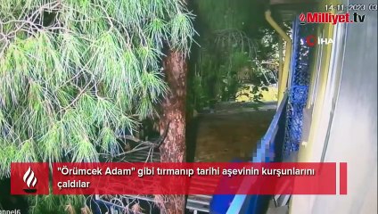 Download Video: Tarihi aşevinde hırsızlık şoku! 'Örümcek Adam' gibi tırmanıp çaldılar