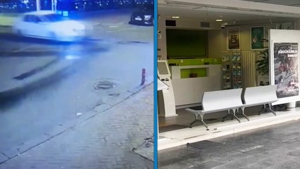 Ankara'da kontrolden çıkan otomobil banka şubesine girdi