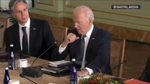 Biden konuştuğu sırada Blinken'in yüzü şekilden şekle girdi