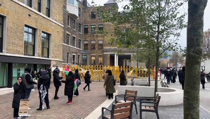 Students gathered outside Tower Hamlets town hall demanding a ceasefire
