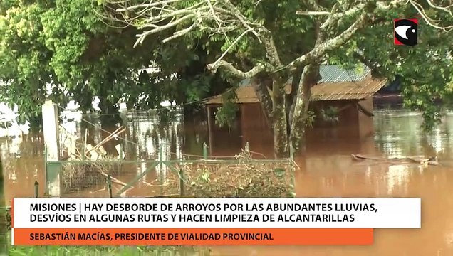Misiones | Hay desborde de arroyos por las abundantes lluvias, desvíos en algunas rutas y hacen limpieza de alcantarillas