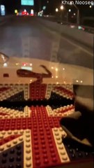 Un serpent monte sur le capot d'une voiture