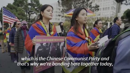 Demonstrators gather in California in protest of China's Xi Jinping