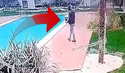 Kestirmeden gitmeye çalışan kurye, lüks sitedeki havuza düştü!