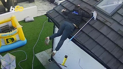 Dad’s Slip-Off-The-Roof Caught on Camera