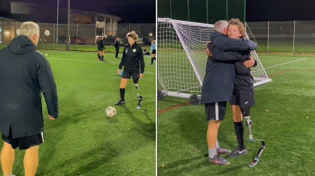 Aspiring footballer who had leg amputated due to cancer returns to pitch