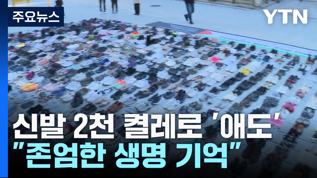 '가자 지구 희생자 애도' 신발 2천 켤레..."존엄한 생명 기억해야" / YTN