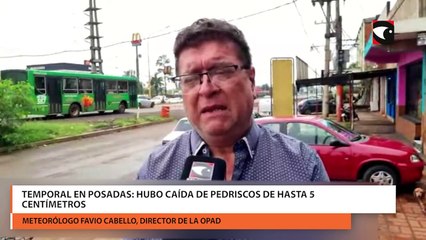 Temporal en Posadas hubo caída de pedriscos de hasta 5 centímetros