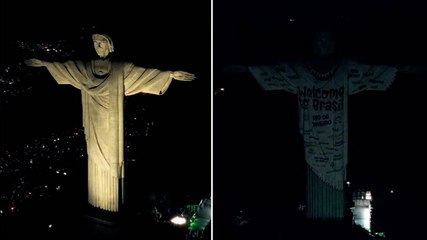 Taylor Swift T-shirt projected onto Christ the Redeemer as singer arrives in Brazil