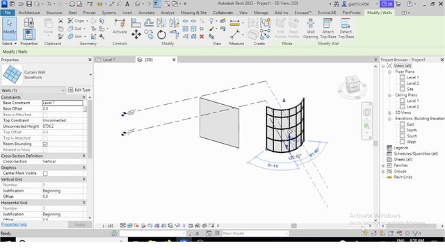 Curved Curtain Wall in Revit Tutorial