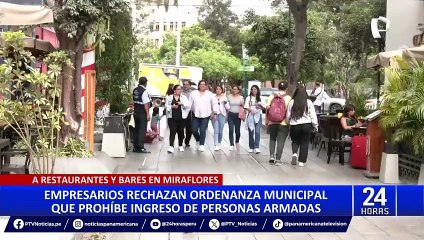 Download Video: Miraflores: gremios empresariales rechazan ordenanza que prohíbe ingreso a locales con armas