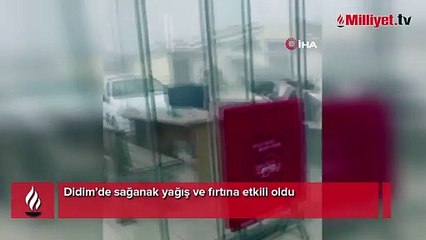 Didim’de sağanak yağış ve fırtına etkili oldu