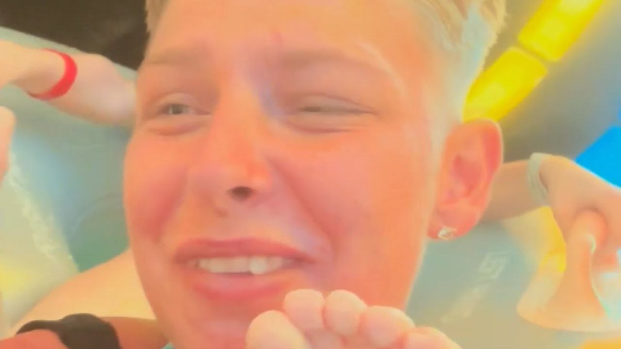 Boy's opinion on 'boring' water slides changes in a FLASH after going down a Tenerife water slide