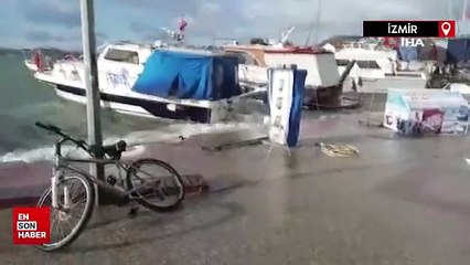 İzmir Foça'da fırtına balıkçı teknelerini batırdı