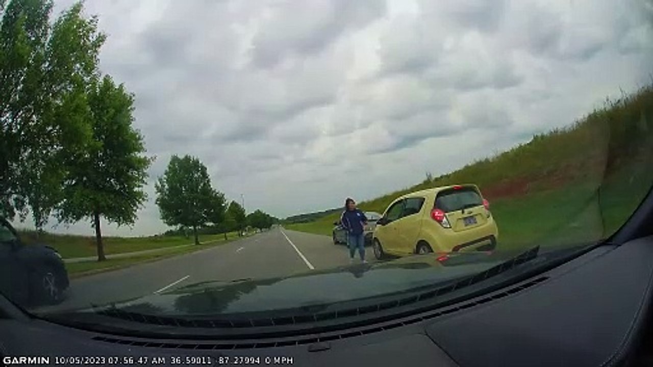 Compact Car Spins Out on Interstate